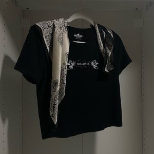 Hollister Cropped Tee Black Medium